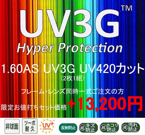 紫外線420カットレンズUV3G160AS