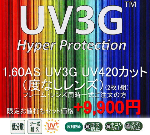 160伊達メガネUV420(度なし)